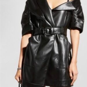 Cinq a sept size 6 Women's Black Leather Jacket dress